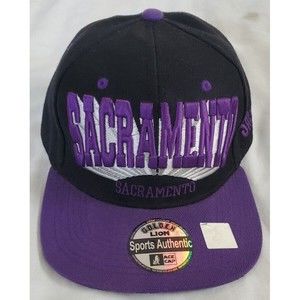 Sacramento Baseball Cap Hat Snapback SAC Black Purple Golden Lion